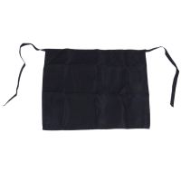 Black Half Apron Ladies Mens Waiter With 2 Pockets Bar Short Waist Solid