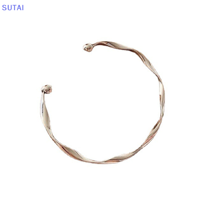 💖【Lowest price】SUTAI สร้อยข้อมือโลหะบิดเกลียวสไตล์ย้อนยุคคลาสสิกสำหรับผู้หญิงเทรนด์เปิดง่ายปรับได้เครื่องประดับสำหรับเด็กผู้หญิงของขวัญ