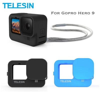TELESIN GoPro Hero 12 / 11 / 10 / 9 Soft Silicone Case Housing With Adjustable Handle Wrist Strap ซิลิโคนโกโปร 9/10/11/12 พร้อมฝาปิดเลนส์ และสายคล้องคอ