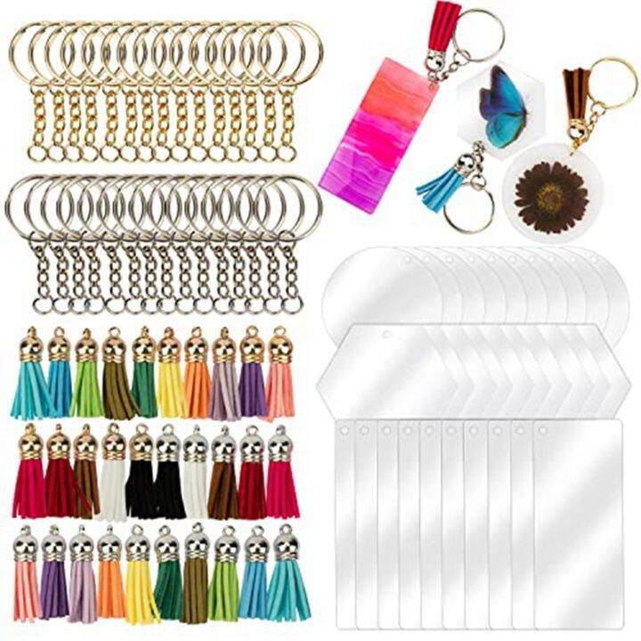 Acrylic Keychain Blanks Bulk for Vinyl Key Rings Kit DIY Craft 30