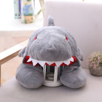 Cartoon Shark U Shaped Hooded Pillow Cute Animal Shark Neck Travel Hoodie Pillow Car Headrest Cushion Pillow for Sleeping Rest