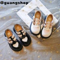 guangshop น่ารักหัวใจแบบสาวส่องแสงหนังรองเท้าแบน Velcro นุ่มแต่เพียงผู้เดียวลื่นเด็กรองเท้า3-16ปี T22N07CC-97