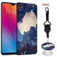 เคสโทรศัพท์ VIVO Y91C/VIVO 1820,เคสซิลิโคนนิ่มสำหรับ VIVO มีลายเดียวกันถุงลมนิรภัยและเชือก