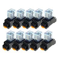 10Pc MY4NJ 14PIN 4DPDT Electronic Mini Electromagnetic Relay 5A Coil with PYF14A Socket Base