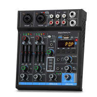 อินเทอร์เฟซเสียงระดับมืออาชีพ 4 ช่อง Mini Mixer USB Bluetooth การ์ดเสียง 48V Phantom Power Studio Recording DJ Mixing Console