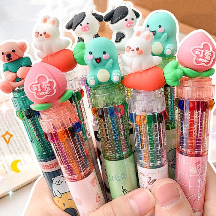 10 Colors Ballpoint Pen Cute Animal Office Stationary Student Pen ...