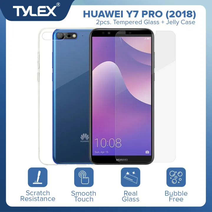 TYLEX Tempered Glass 2Pcs For Huawei Y7 Pro (2018) with FREE Tylex Jelly  Case For Huawei Y7 Pro (2018) | Lazada PH