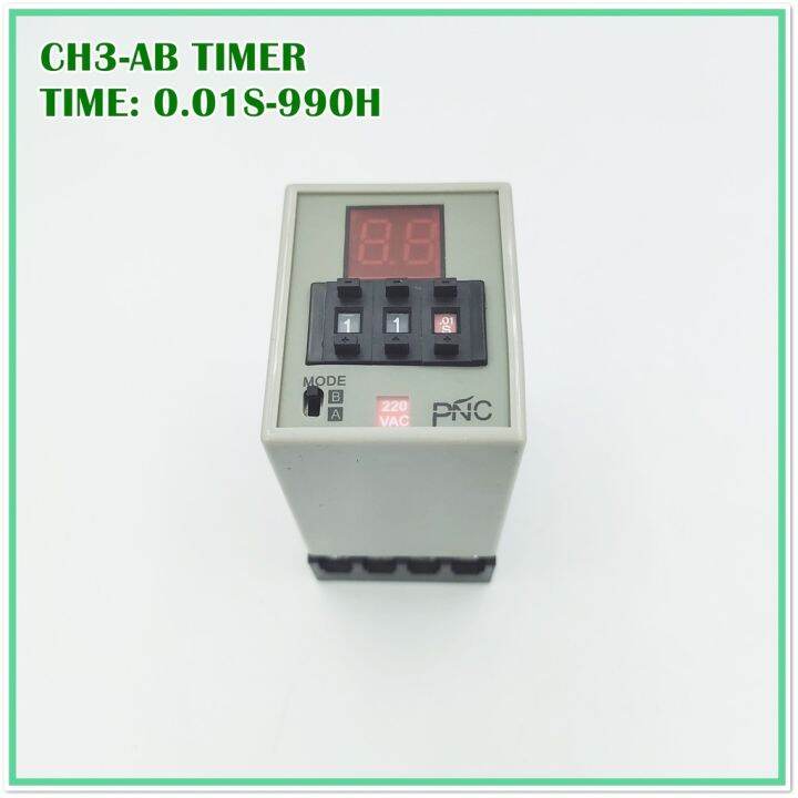 type-ch3-ab-digital-time-relay-ไทเมอร์ดิจิตอล-แถมซ็อกเก็ตฟรี-time-0-01s-990h-volts-dc12v-dc24v-ac220v-ac380v