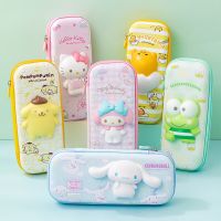 Kawaii Sanrio กล่องดินสอเด็กการ์ตูนเมโลดี้คิตตี้เครื่องเขียนกล่องเก็บของความดันอ่อนของเล่นใช้การบีบอัดนักเรียนน่ารัก