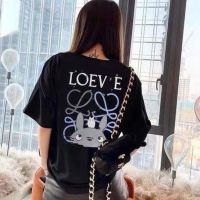 LOEWE LOEWE Totoro เสื้อยืดผ้าฝ้ายบริสุทธิ์สำหรับทั้งหญิงและชายพิมพ์ลายแขนสั้นสุดฮิตใหม่2021ฤดูใบไม้ผลิ