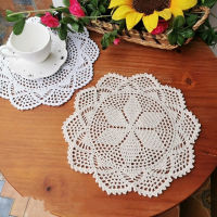 Vintage Handmade ผ้าฝ้ายถักโครเชต์ตารางเสื่อ pad ผ้าถ้วย doily ชากาแฟ coaster คริสต์มาสดอกไม้ placemat งานแต่งงานห้องครัว-mu xuan trade