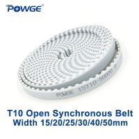 POWGE Trapezoid PU T10 Open synchronous belt width 4050mm Polyurethane steel T10-15 T10-20 T10-25 open Timing Belt