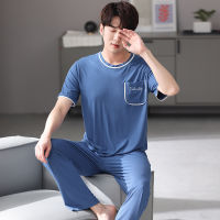 Modal Cotton Couple Pajamas Summer Soft O-Neck Pyjamas Women Short Sleeve Long Pants Men Casual Home Wear Suit Pijama Hombre 3XL