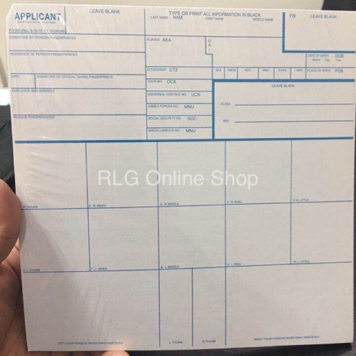 Fingerprint Cards FD-258 Standard FBI form | Lazada PH