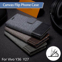 เคสแบบฝาพับสำหรับ Vivo แคนวาส Y36 Y27 Vivoy36 4G 5G LTE ผ้าฝาปิดโทรศัพท์หนังปลอกกระเป๋าเงินมีช่องเสียบบัตรที่ยึดตั้งกันกระแทก