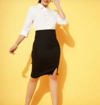 Business casual outlet with black skirt