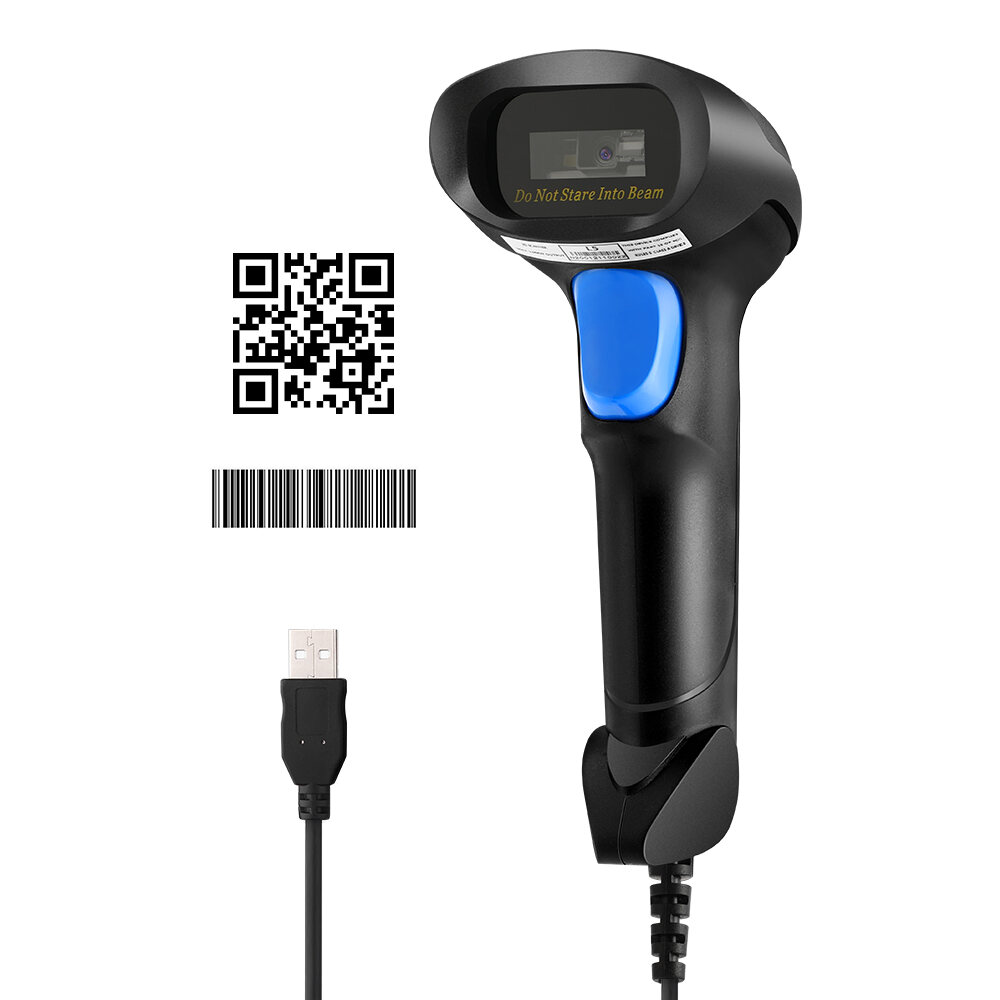 trabajo en almacén lector de códigos de barras de mano con escaneo de pantalla QR logística compatible con Windows Mac iOS Linux Eyoyo Escáner de código de barras 1D con cable 2D