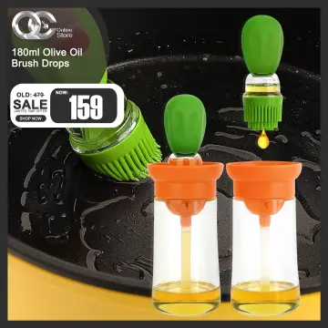 Oil Dispenser With Silicone Brush, Glass Olive Oil Bottle With Brush And  Dropper For Measuring Oil, Oil Storage