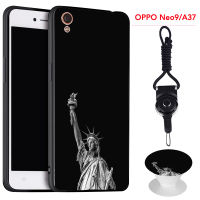 มาใหม่ล่าสุดเคสซิลิโคนนิ่มสำหรับ OPPO A37/NEO 9เคสโทรศัพท์ที่มีขาตั้งโทรศัพท์ลวดลายและเชือกแบบเดียวกัน