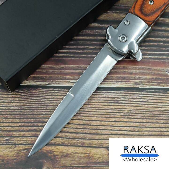 raksa-wholesale-nb024-black-brown-มีดพับ-มีดพก-มีดเดินป่า-italian-knives-italian-stiletto-knife-folding-knife-3cr13-ขนาด-22-5cm-มีที่เหน็บ