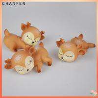 CHANFEN อุปกรณ์ตกแต่งหน้าเค้กการตกแต่งบ้านเดสก์ท็อปหุ่นของเล่นกวางเรซิน3D กวางเอลก์กวางวัยอ่อนนอน