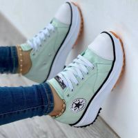 CODHaley Childe High-Quality Products Ready Stock Shoes Womens Spring Autumn Style 2022 New Canvas Breathable High-Top Casual Thick-Soled Lace