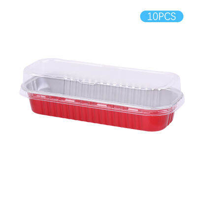 yizhuoliang 10pcs 200ml สี่เหลี่ยมผืนผ้าอลูมิเนียมฟอยล์ถ้วยอบด้วย lid cake Pastry Tools