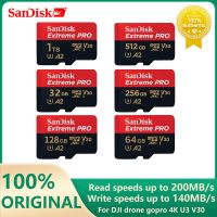 Sandisk Extreme PRO Micro SD 32GB 256G 512GB 64GB 1TB UHS-I การ์ดความจำไมโครการ์ดเอสดีทีเอฟ200เมกะไบต์/วินาที C10 U3 V30 A2 4K สำหรับกล้อง DJI