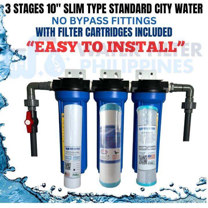 Water Filter 3 Stages 10” Slim type Standard City Water No Bypass ...