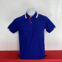 เสื้อโปโลชาย polo shirt แบบชาย สีน้ำเงินคอคลีปขาวส้ม เป็นเสื้อโปโลคอปก แขนสั้น มีบริการส่งแบบเก็บเงินปลายทาง