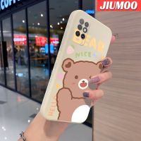 JIUMOO เคสสำหรับ Infinix Note 8 Note 8i การ์ตูนน่ารักหมีสี่เหลี่ยมแบบดั้งเดิมเคสขอบซิลิโคนของเหลวแบบนิ่มเคสคลุมทั้งหมดตัวปกป้องกล้องถ่ายรูปเลนส์กรอบด้านหลังเคสนิ่ม