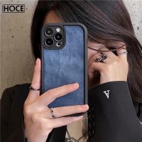 HOCE เคสโทรศัพท์มีลายผ้ายีนส์หนังหรูหราสำหรับ iPhone 11 12 13 14 15 Pro Max 15Plus 14Plus เคสฝาหลังกันกระแทก