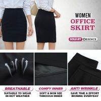 DESINCE Women OL Skirt Formal Office Bottom Black Elastic Midi Skirts High Waist Slim Look 女办公商务短裙弹力 WP 046