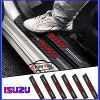 ชุดสำหรับ Isuzu D-max Mu-x Mu-7 Panther Stylus คาร์บอนไฟเบอร์ที่ทนต่อการสึกหรอและป้องกันรอยขีดข่วนแถบธรณีประตูด้านหลังแผ่นป้องกันด้านหลังสติกเกอร์ตกแต่ง