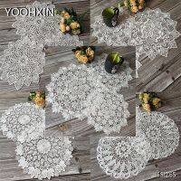 5sizes HOT Round white Lace Embroidery table place mat Christmas tea pad placemat cup mug coaster Napkin doily wedding kitchen