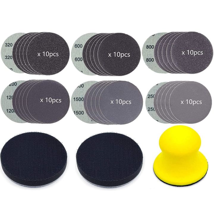 63pcs-sandpapers-3-inch-sanding-disc-hook-and-loop-wet-dry-sandpaper-with-hand-sanding-blocks-2pcs-interface-pads-for-wood-metal