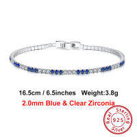 ORSA JEWELS Luxury 925 Sterling Silver Tennis Bracelet 2.0mm Blue and Clear Cubic Zirconia Womens Tennis Bracelet Jewelry SB117