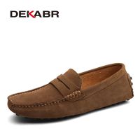 DEKABR Large Size 49 Men Loafers Soft Moccasins High Quality Spring Autumn Genuine Leather Shoes Men Warm Flats Driving Shoes