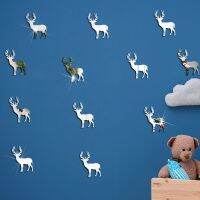 [COD] JM593 decoration deer three-dimensional acrylic mirror holiday cartoon waterproof self-adhesive wall