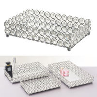 Crystal Makeup Organizer Mirrored Crystal Vanity Tray ตกแต่งสำหรับน้ำหอม,เครื่องประดับแต่งหน้า Bathroom Organizer