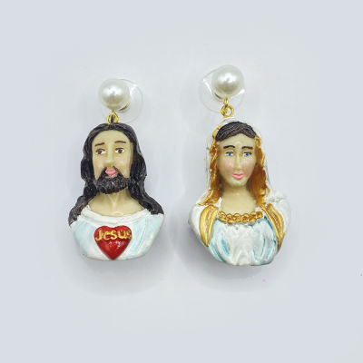 77th- JESUS AND MARY earrings ต่างหูรูปพระเยซูและพระแม่มารี