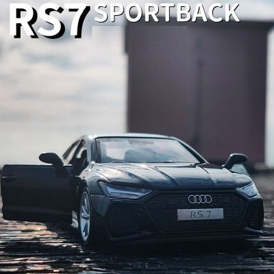 1:35 Audi RS7โมเดลรถยนต์จำลองรถโลหะผสมเสียงและแสงดึงถอยรถคอลเลกชันเด็กของเล่นโลหะรถของขวัญ
