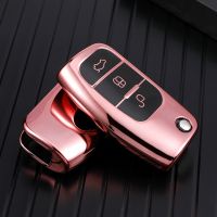 【cw】 New Soft TPU Car Remote Key Cover Case For Ford Mondeo Ecosport Focus Fiesta Falcon Territory Galaxy Keychain 3 Button Folding