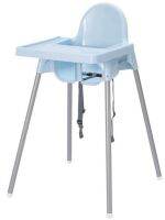 ANTILOP Highchair with tray, light blue/silver-colour (เก้าอี้สูงนั่งทานอาหาร พร้อมถาดวางสำหรับคุณเด็กๆ  สีฟ้าอ่อน/สีเงิน พกพาได้)