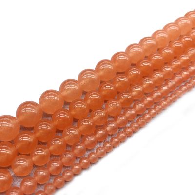 Natural Orange Red Chalcedony Jades Beads Gem Stones Round Loose Beads For Jewelry Making 4 12mm Diy Bracelet Necklace 15 quot;