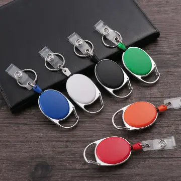 Retractable Recoil Belt Badge Reel Metal Badge Holder Clip Keychain Name  Tag Card Pull ID