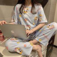 Pajamas Womens Spring and Autumn Summer Short Sleeve Trousers Large Size Loose Korean Style Fresh Cute Sweet Student Homewear Suit