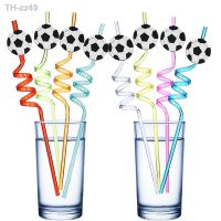 ﹍☽ 8pcs Football Plastic Straws Soccer Straws Reusable Straws Baby Shower Sports Party Football Birthday Party Decorations Favors