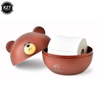 Cute Bear Head Tissue Box Nordic Roll Paper Storage Box Wc Round Container Rack Napkin Holder Living Room Creative Home Simple