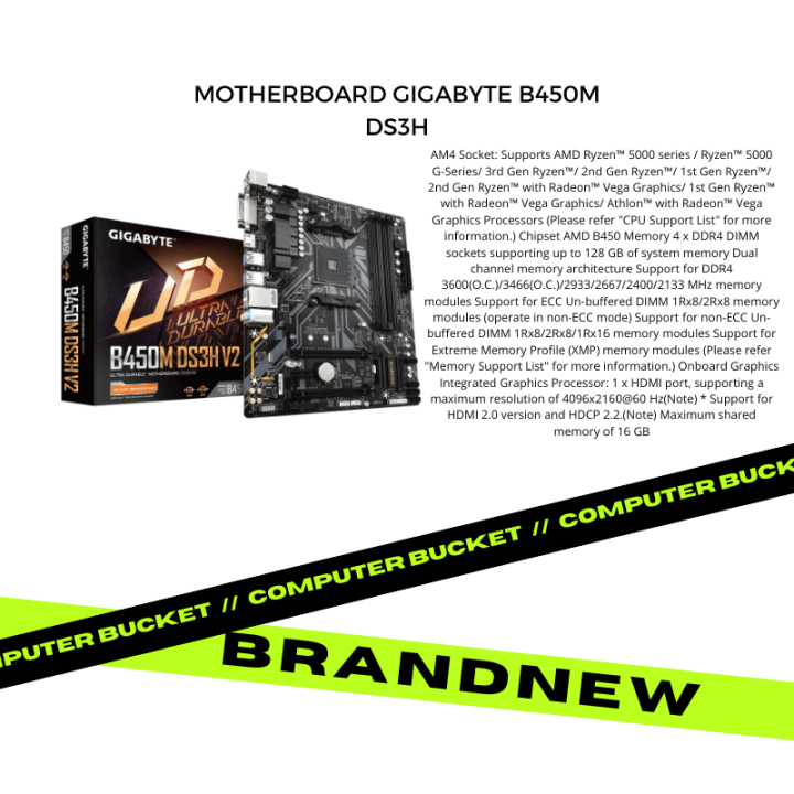 MOTHERBOARD GIGABYTE B450M DS3H Lazada PH